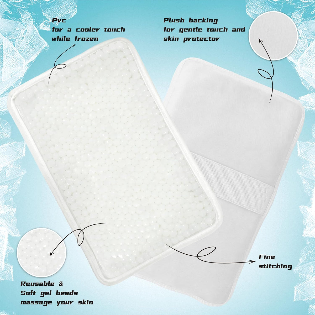 Gel Ice Packs for Injuries Reusable 2 Packs Hot Cold Gel Wrap with Strap