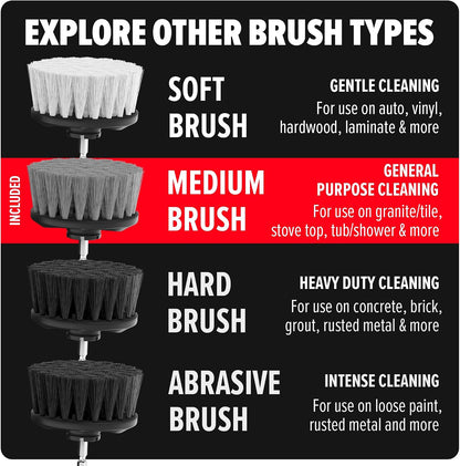 Dirt Devil Soft Bristle Cleaning Brush Set, Includes 2" & 3.5" Brushes | For Use on Glass, Hardwood, Ceramic and More, Gentle Cleaning, Scrubber Brush Drill Attachment for Cleaning