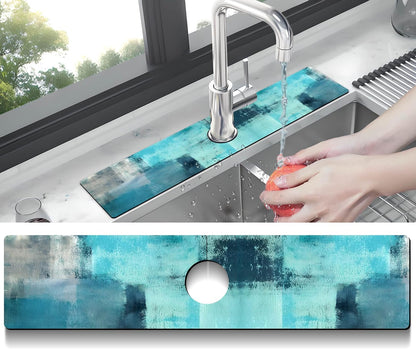 Kitchen Sink Splash Guard Faucet Mat Super Absorbent Fast Drying Mat Sink Gadgets Splash Guard Behind Faucet Drip Catcher for Kitchen (Pink Red Roses Floral, 23.5x5.5in)