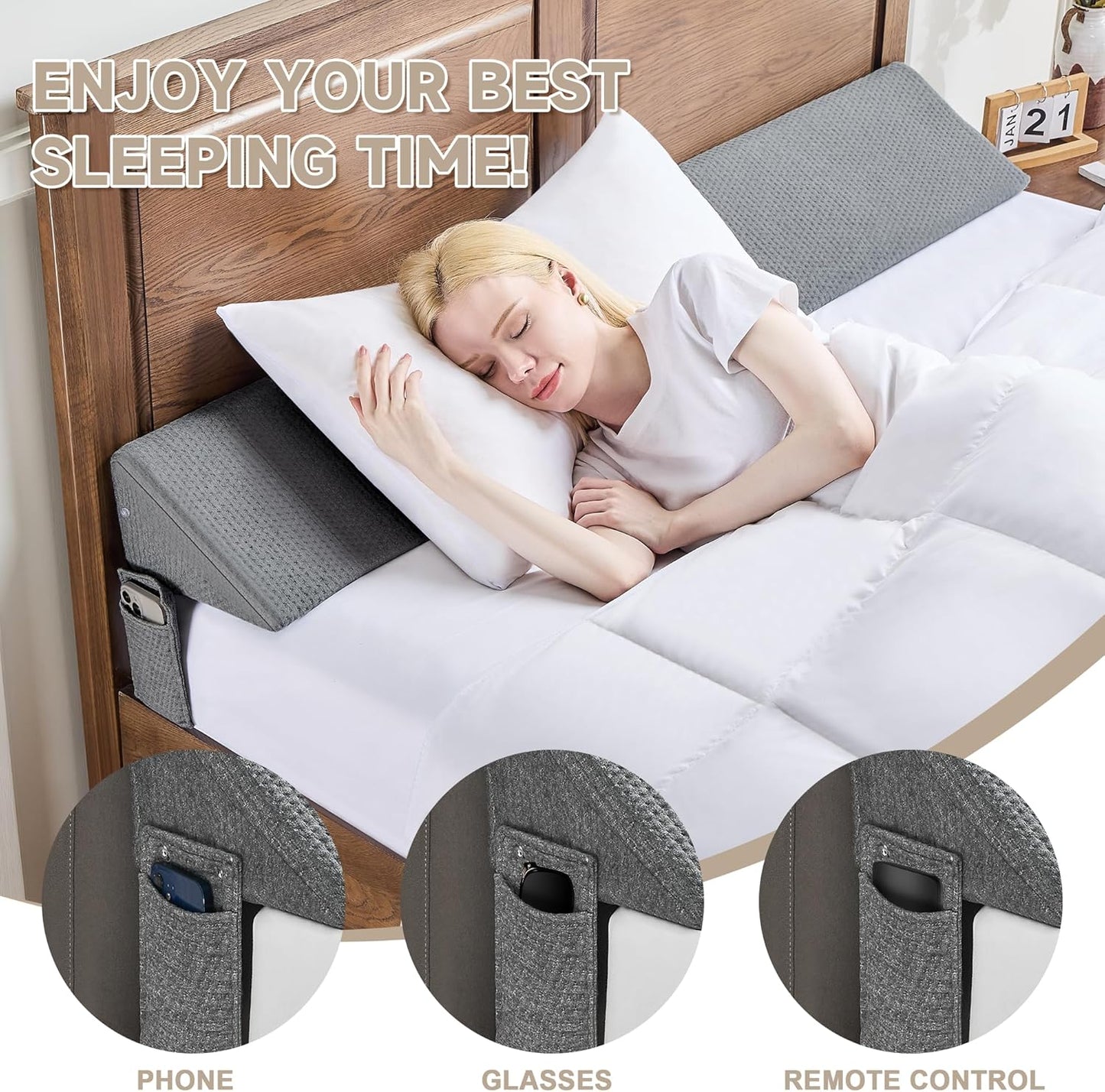 IFNOW Queen Size(60"x6"x10") Bed Wedge Pillow for Headboard, Mattress Gap Filler(0-8"), Bed Wedge for Gap Between Your Headboard and Mattress Dark Grey | High-Density Foam,Fills 0-8"Mattress Gap,Prevents Pillow & Items Falling,Works with Headboard or