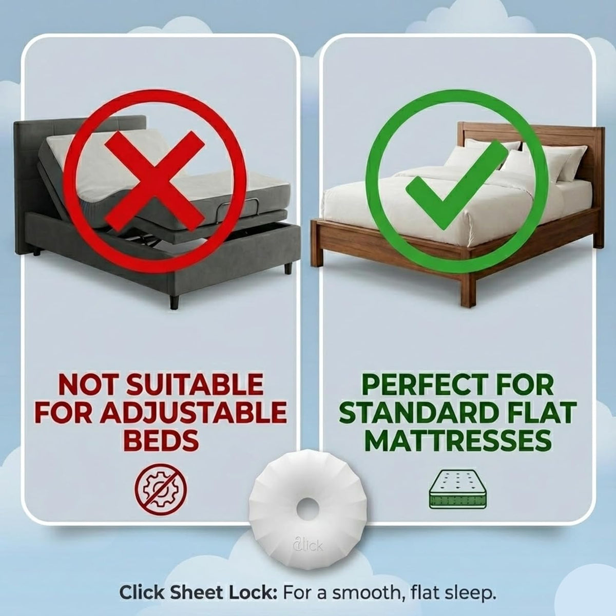Click Bed Sheet Holder Clips & Straps Keep Sheets on Single & Twin Mattress