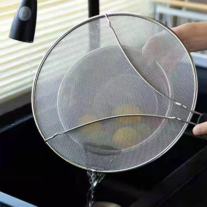 Splatter Screen for Frying Pan: Stainless Steel Grease Splatter Guard Oil Splatter Guard for Cooking, Mesh Frying Screen Keeps Kitchen Clean and Protects Skin From Burns (Red, 11in)