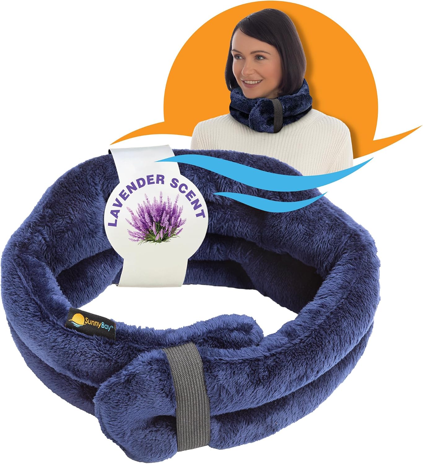 SunnyBay Microwave Heating Pad, Microwavable Heated Neck and Shoulder Wrap, Hands-Free Weighted Moist Hot or Cool Pack, Soft Fleece Cover and Flaxseed Filling, 26 Inch Length, SkyBlue