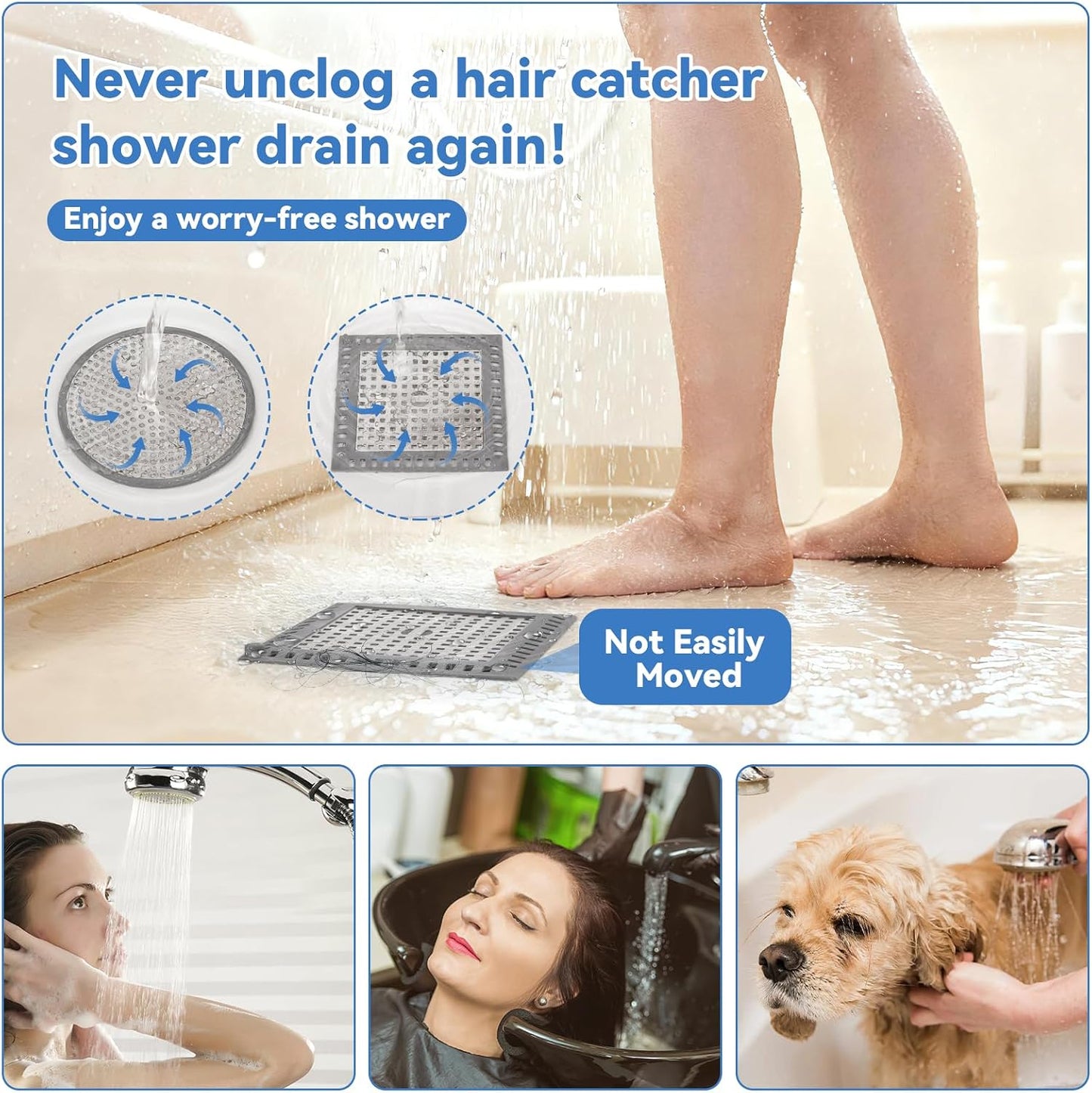 Shower Drain Hair Catcher,4.72",Hair Catcher for Bathroom Drain,Tub,Sink | Shower Drain Cover Protector,Easy Installation Clean,Prevents Clogged For Bathroom Shower Drain,Bathtub,Sink