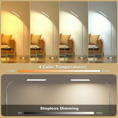 Yikuneng Dimmable LED Floor Lamp, Super Bright Reading Lamps Floor Standing lamp with Remote & Touch Control, Stepless Dimming & 2700K-6500K Color Temperature, for Living Room Bedroom Office, Black