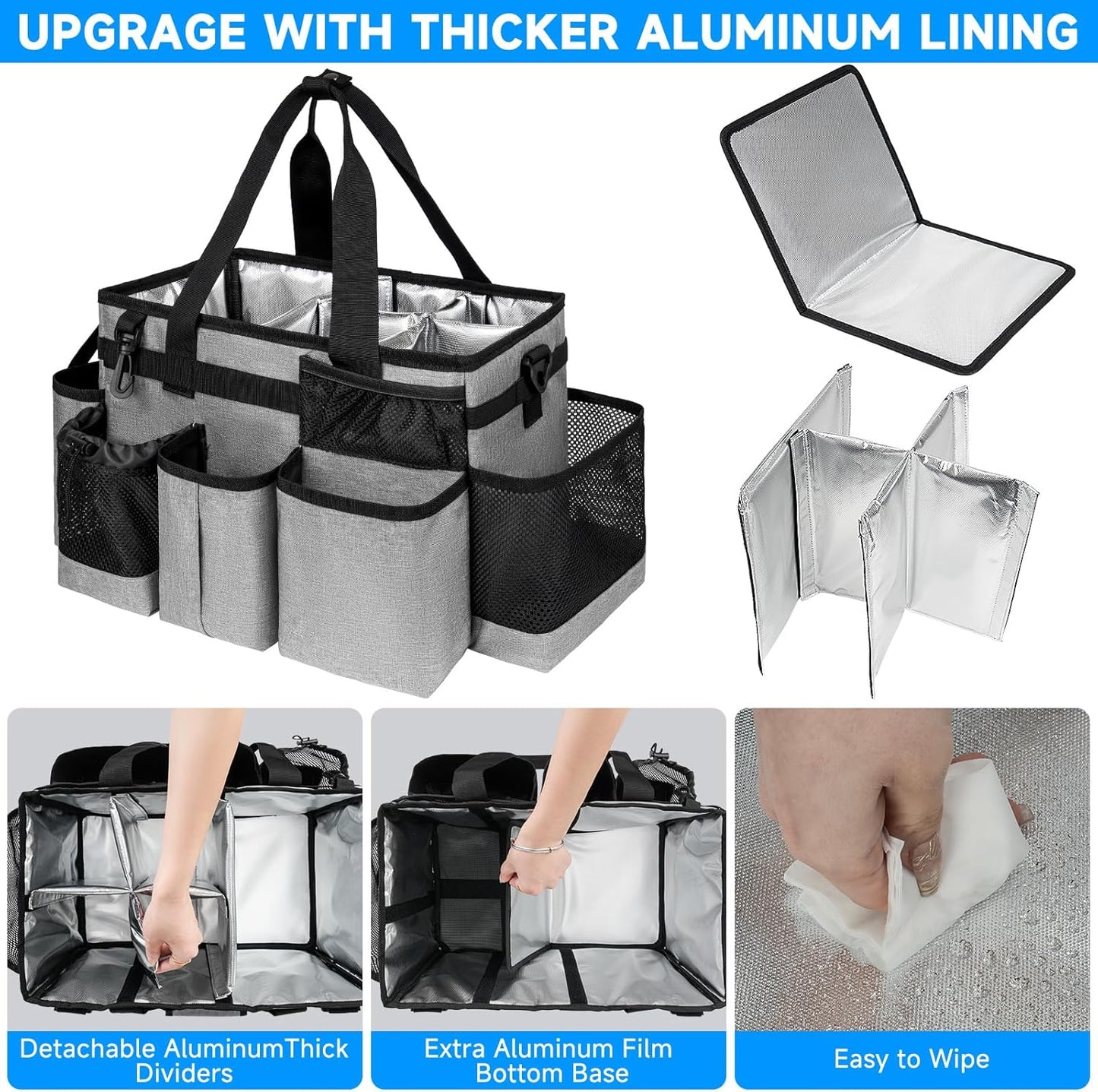 Cleaning Caddy Bag, Extra Large Cleaning Supply Bag for Housekeepers,Black | Sturdy Cleaning Caddy Organizer for Cleaning Supplies with Handle and Adjustable Shouder Strap, Easy to Clean Design