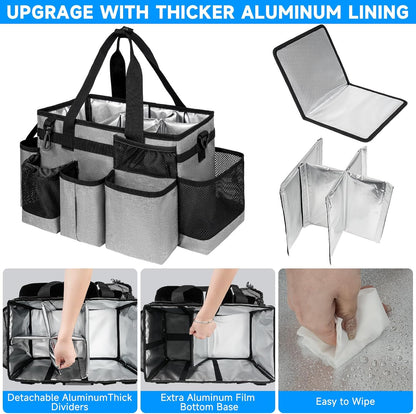 Cleaning Caddy Bag, Extra Large Cleaning Supply Bag for Housekeepers,Black | Sturdy Cleaning Caddy Organizer for Cleaning Supplies with Handle and Adjustable Shouder Strap, Easy to Clean Design