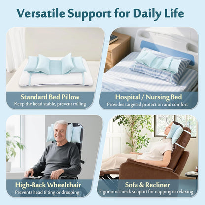 Head Stabilizer, Head Support Pillow for Elderly – Back Sleeping Aid for Post Surgery Recovery, Recliner & Wheelchair Headrest Cushion, Adjustable Neck Cradle (Grey)