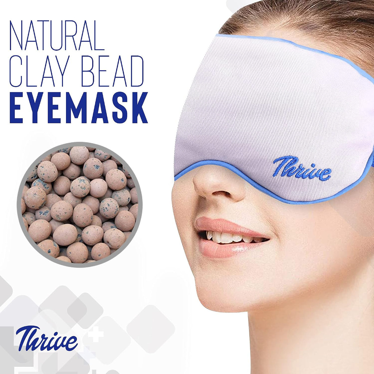 Thrive Clay Bead Eye Mask, Heated, Dryness Relief, Gray