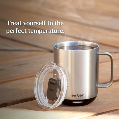 Ember Temperature Control 14oz Smart Mug 2, App-Controlled and Rechargeable Heated Coffee Cup Warmer with Intelligent LED Display, Sage Green.