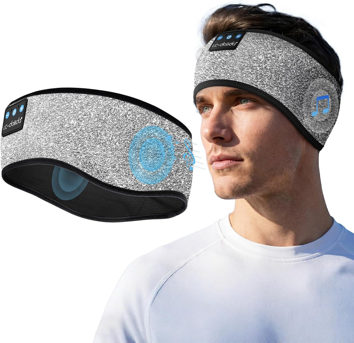 LC-dolida Sleep Headphones Bluetooth 5.4, Headband Headphones Earphones Wireless, Sleep Mask for Gifts,Workout,Jogging,Yoga(Purple)