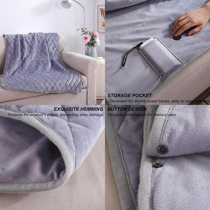 40"x55" Cordless Heated Blanket, Portable Heated Blanket Battery Operated, Cozy Soft Wearable Heated Shawl, 3 Heat Settings, Auto-Off, Machine Washable(Gray,Shawl)