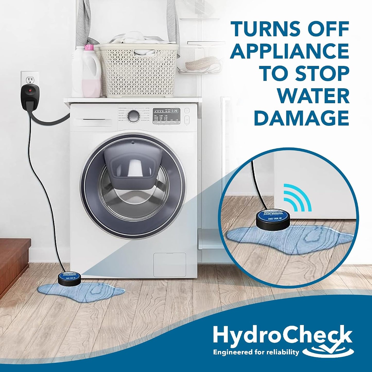 Water Sensor Alarm, Smart Water Leak Detector for Home & Basements | Made in THE USA | Automatic Flood Detectors and Water Alarm, Pure Water Capable (WaterWatcher)
