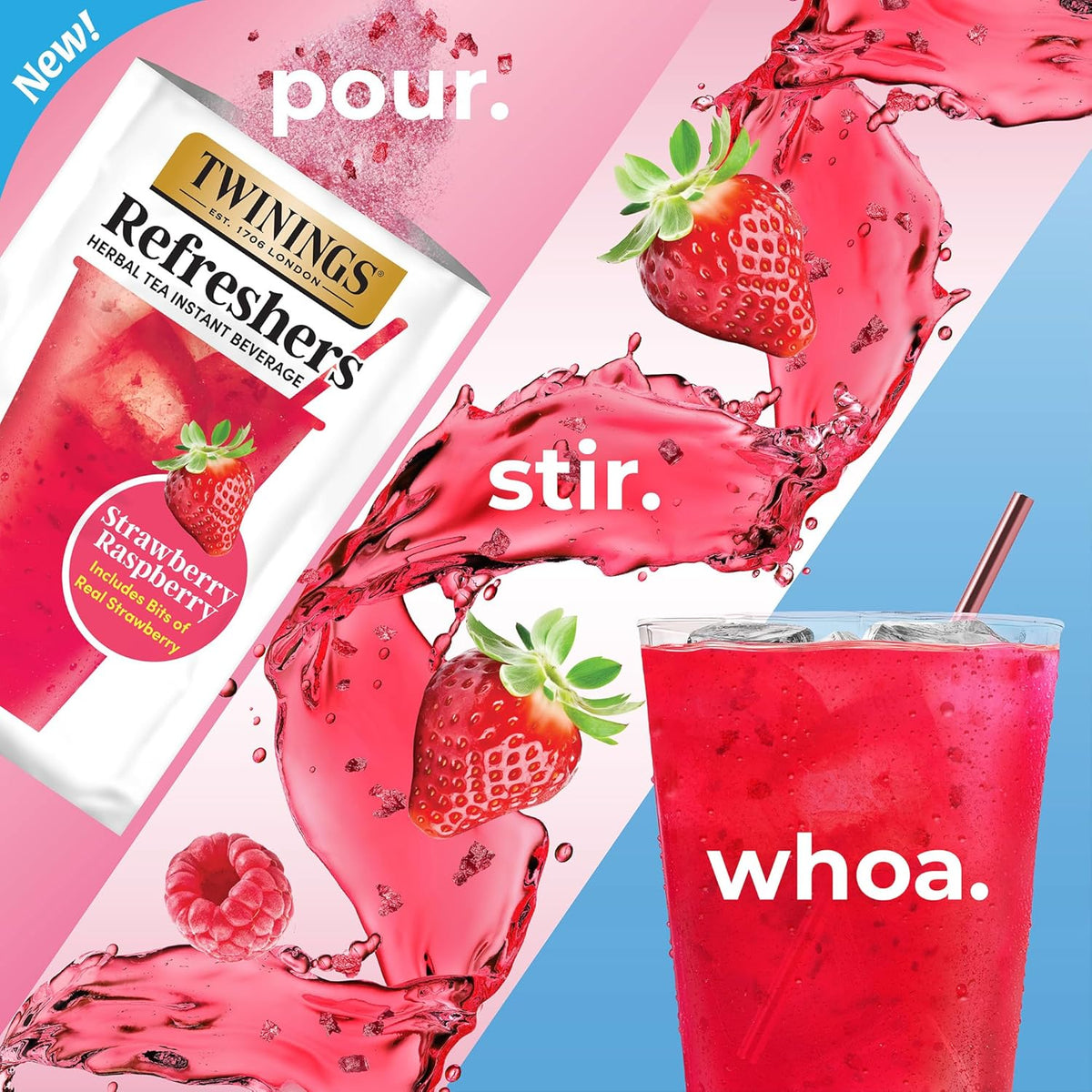 Twinings Strawberry & Raspberry Herbal Iced Tea, 72 Oversized Tea Bags, Makes 18 Pitchers or 144 Servings, Unsweetened, Naturally Caffeine-Free, (Pack of 1)