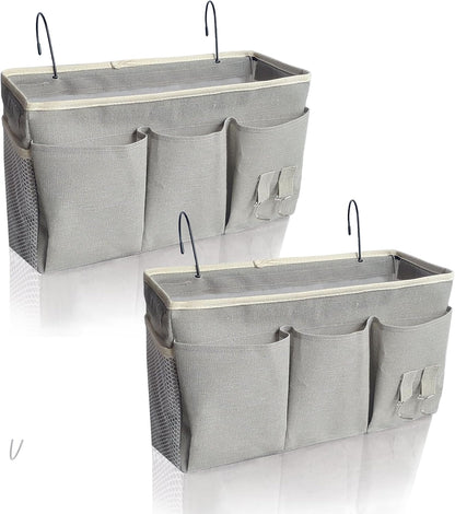 Bedside Caddy/Hanging basket Storage Organizer Bag for Bunk and Hospital Beds,College Dorm Bed，Can be Placed Glasses Books Mobile Phones (Grey 1)