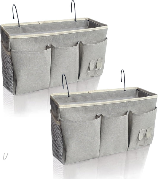 Bedside Caddy/Hanging basket Storage Organizer Bag for Bunk and Hospital Beds,College Dorm Bed，Can be Placed Glasses Books Mobile Phones (Grey 1)