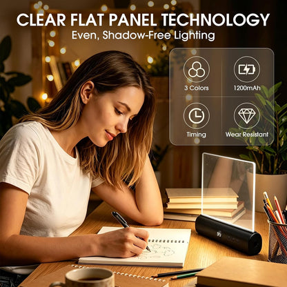 Flat LED Book Light Rechargeable Portable Reading Lamp with 3 Color Temperatures Stepless Dimming Eye Protection Night Reading Light for Bed and Travel (White)