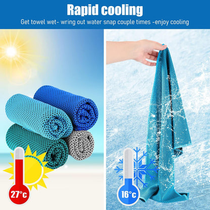 BBTO Cooling Towel Microfiber Ice Cool Cold Sport Face and Neck Soft Breathable Chilly Sweat Towel for Yoga Gym Workout Hot Weather Camping Running, 32 x 12 Inches
