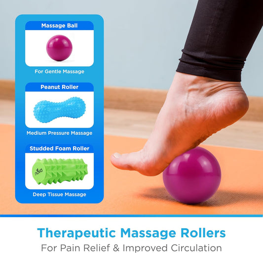 NOVA 3-in-1 Hot and Cold Massage Roller Set - Foot Roller, Gel Ball, and Peanut Roller for Plantar Fasciitis, Back Pain, Trigger Point Therapy - Deep Tissue Relief Kit with Travel Bag