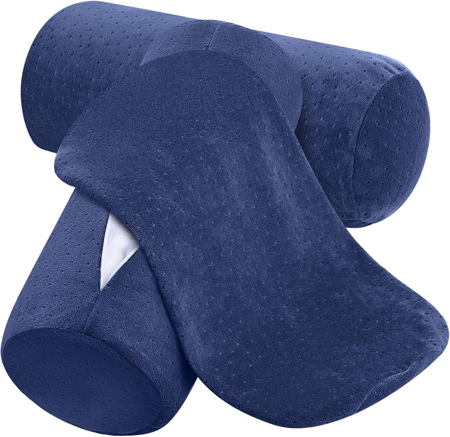 Remerry 2 Pcs 16 x 6 Inches Velvet Neck Roll Pillow Cover with Zipper, Soft Bolster Pillowcases for Cylindrical Pillow (Cover Only, Bolster Not Included)(Navy Blue)