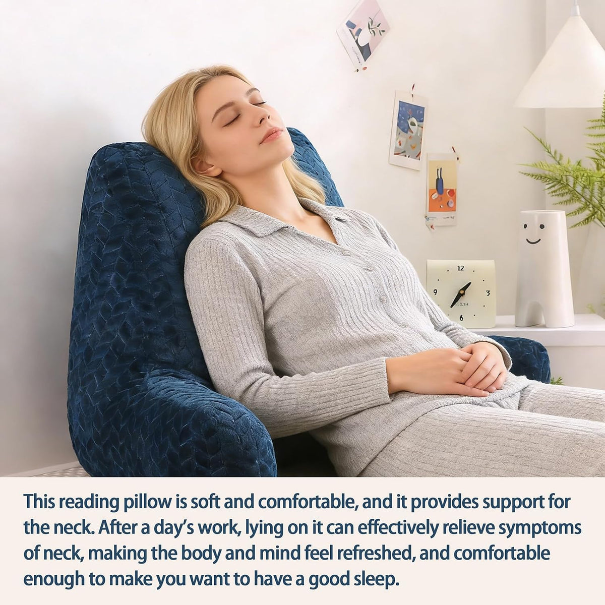 Black Bed Reading Pillow for Adults, Memory Foam Backrest Pillow with Armrests for Sitting Up in Bed, Back & Arm Support, Removable Washable Pillowcase for Sofa Seats