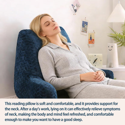 Black Bed Reading Pillow for Adults, Memory Foam Backrest Pillow with Armrests for Sitting Up in Bed, Back & Arm Support, Removable Washable Pillowcase for Sofa Seats