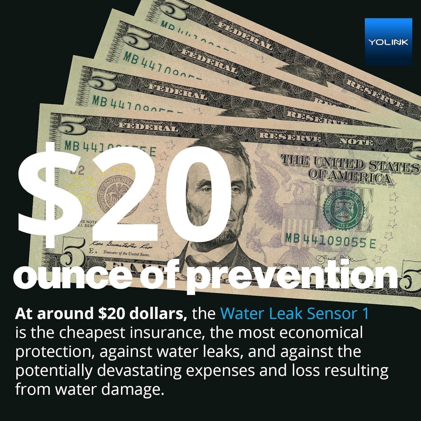 YoLink Smart Home Starter Kit: SpeakerHub & Water Leak Sensor 4 with 105dB Audio Alarm 1-Pack, SMS/Text, Email & Push Notifications, Freeze Warning, LoRa Up to 1/4 Mile Open-Air Range, w/Alexa, IFTTT