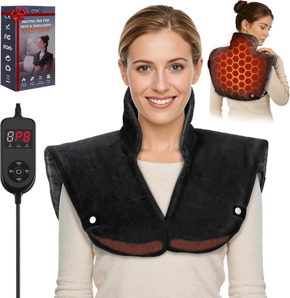 UTK Far Infrared Heating pad for Neck and Shoulders, 30s Fast Heating | 6X Deeper Pain Relief, 8 Heat Settings, 4H Auto-Off, Extra Large 24" x 20", Hands-free with Adjustable Strap, Gifts for Women