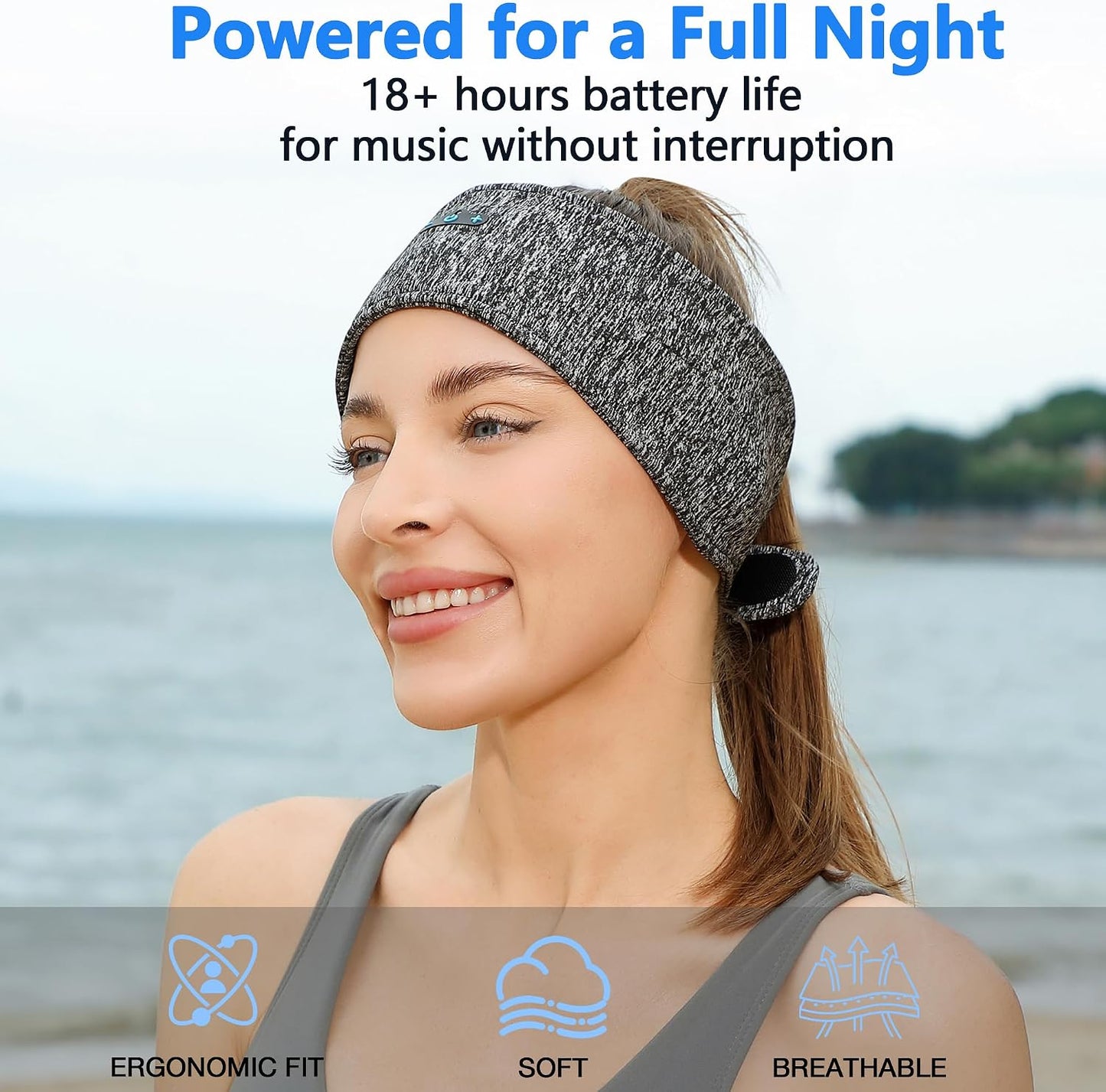 2-Pack Sleeping Headphones,18 Hour Playtime,Adjustable Bluetooth Headband，Ideal for Running, Workouts, Insomnia Sufferers, Travel, and Meditation