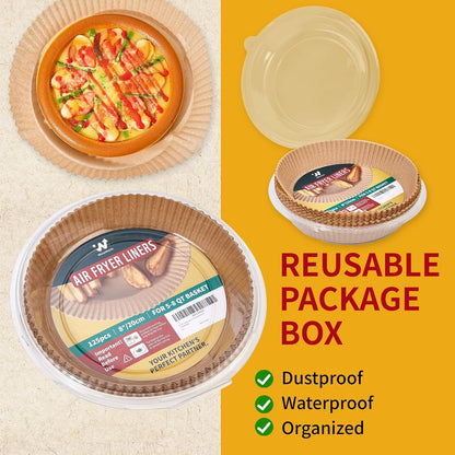 40GSM Air Fryer Liners, 6.5 Inch Air Fryer Liners Disposable, Unbleached Paper For 3-5Qt, Raw Wood Pulp, Double-Sided Silicone, For Health-Conscious Cooks & Busy Families, Square 100pcs