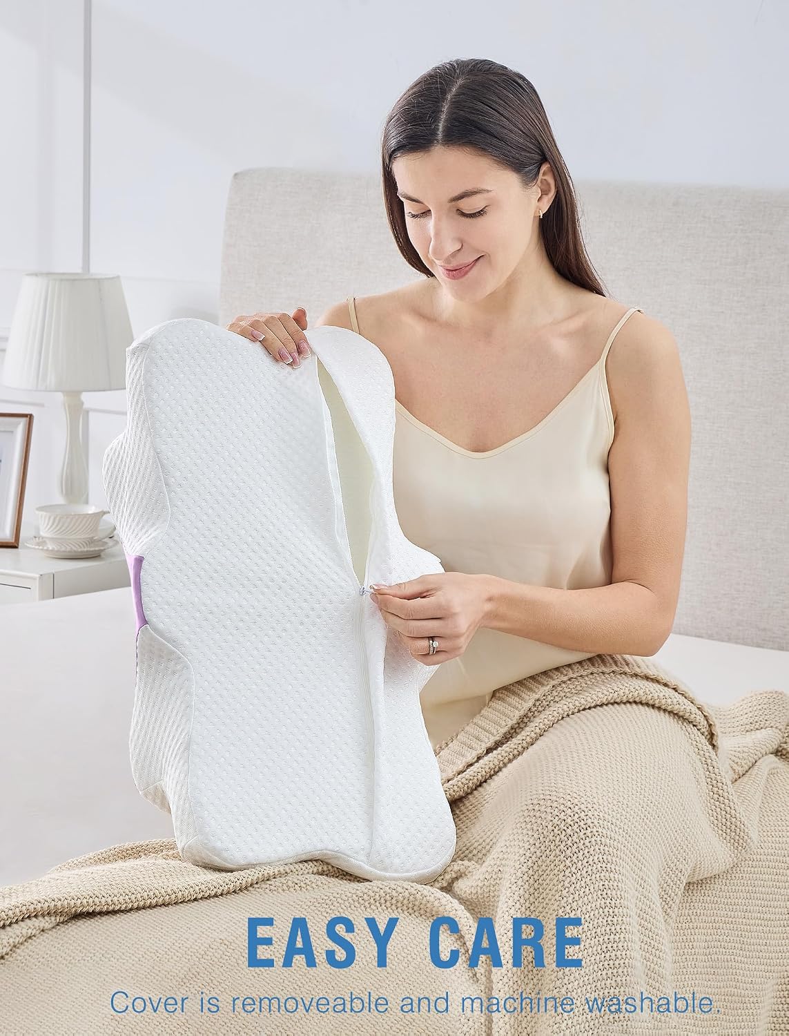 DISSA Cervical Neck Pillow for Side Sleepers Ergonomic Contour Memory Foam Pillow with Adjustable Orthopedic Neck Support for Pain Relief - Gift for Christmas & Birthdays