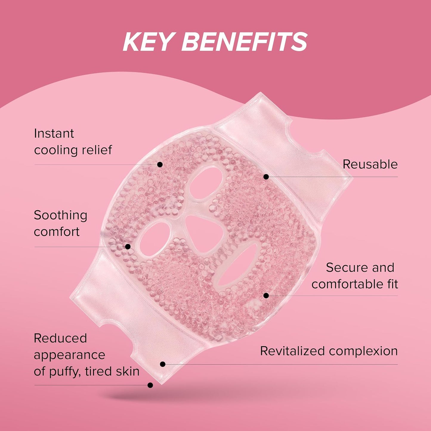 SKIN GYM CryoChill Ice Beaded Face Mask – Reusable Cooling Cryo Face Mask for Puffiness & Headache Relief, Gel Bead Ice Mask for Face, Depuffing Cold Face Mask for Skincare