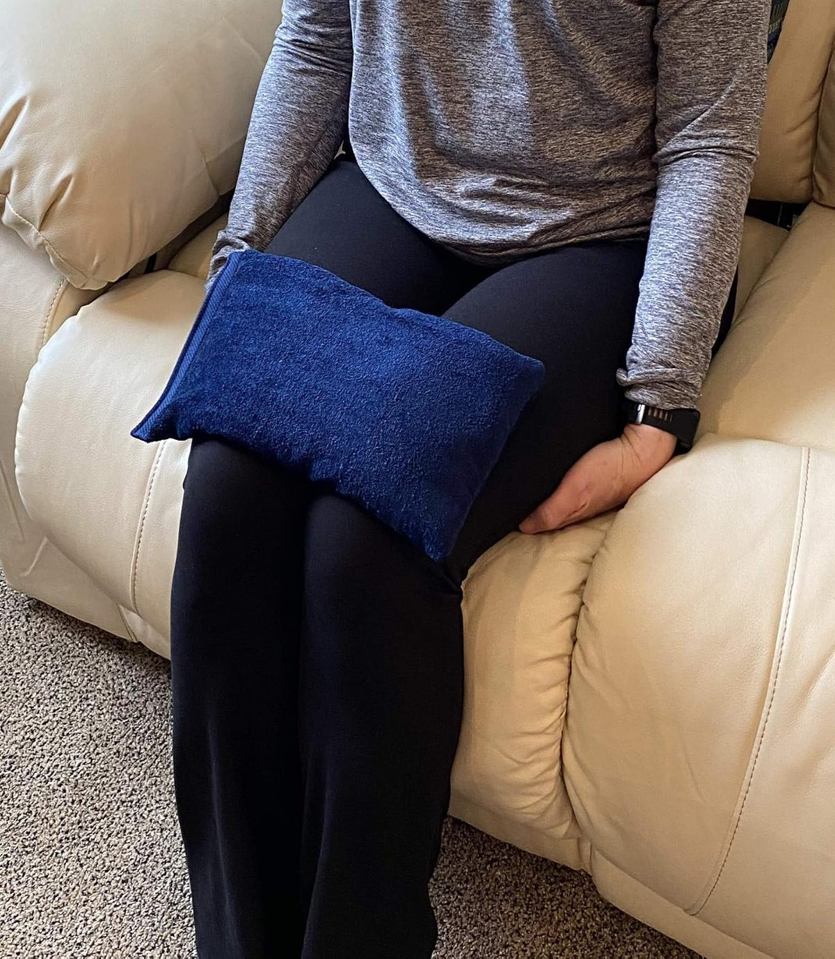 Microwavable Heating Pad, Rice Filled, Plush Cotton Cover, Natural, No Scents Added, Handcrafted in the USA, Back, Neck Pain, Arthritis, Cramps (Navy Blue)