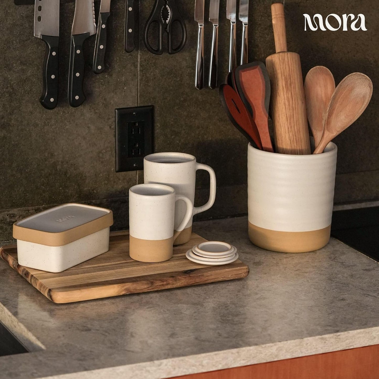 Mora Ceramics Tea Cup with Loose Leaf Infuser, Spoon and Lid, 12 oz, Microwave and Dishwasher Safe Coffee Mug - Rustic Matte Ceramic Glaze, Modern Herbal Tea Strainer - Great Gift for Women, Garnet