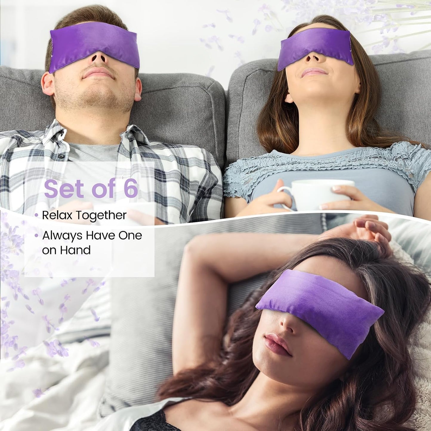 SuzziPad Hot & Cold Lavender Eye Pillows for Relaxing, Purple, 6 Packs | Washable Weighted Yoga Eye Mask For Meditation, Dry Eye Soothing & Sleep; Blocks Light, Soothes Migraines & Ocular Discomfort