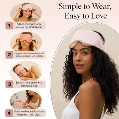 Kitsch Contour Satin Sleep Mask | Eye Masks for Sleep - Blush | Softer Than Silk Sleep Mask, Blindfold Sleep Masks for Women & Men, No Eye Pressure, Lightweight Eye Mask, Travel Essentials