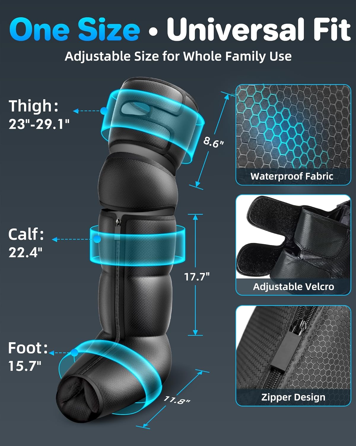 YINGGG Leg Massager with Heat and Compression - Foot and Calf Massage Sleeve with 3 Heat, 6 Intensities, 6 Modes, Compression Boots for Circulation and Pain Relief