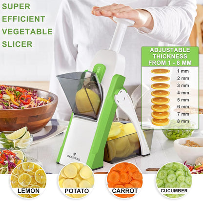ONCE FOR ALL Safe Mandoline Slicer, Vegetable Slicer Potato Slicer, Gray | Vegetable Slicer For Food Potato Slices, Thickness Adjustable 0.1-8 mm Kitchen Artifact Fast Meal Prep, Gift, Only Slicer