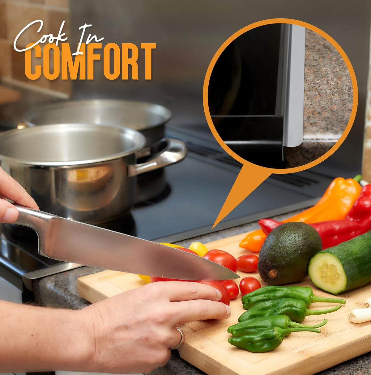 Linda’s Essentials Silicone Stove Gap Covers (2 Pack), Heat Resistant Oven Gap Filler Seals Spaces Between Stovetop and Counter, Easy to Clean Stove Side Guard (25 Inches, Clear)