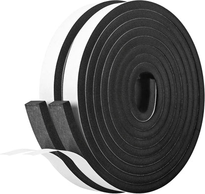 Kikerike Self Adhesive Foam Tape Weatherstrip 1/2In x 1/4In x 42Ft High Density Foam Insulation Strips Seal Weather Stripping with Strong Adhesive for Door and Window Sound Isolation Soundproofing