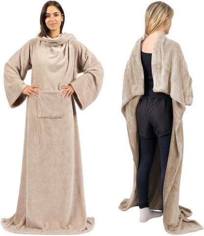 PAVILIA Wearable Blanket with Sleeves for Adult Women Men, Cozy Fleece Warm Wrap Throw with Arms, Gifts for Christmas, Wife