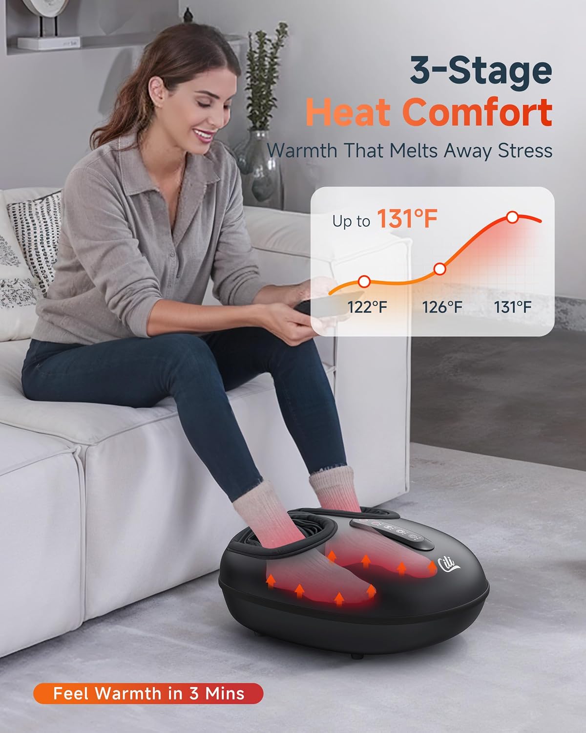 Shiatsu Foot Massager with Heat and Compression, Kneading, Rolling,Electric Feet Massager for Plantar Fasciitis, Neuropathy, Feet Heater, Foot Warmer for Women, Size Up to 14"