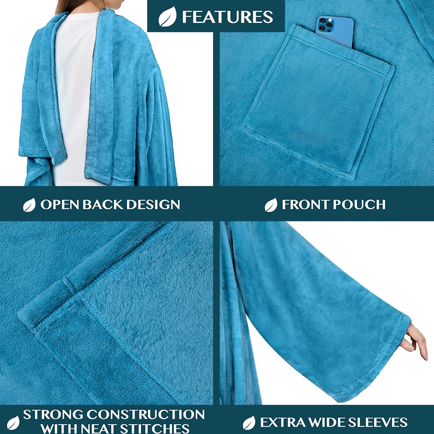 PAVILIA Wearable Blanket with Sleeves for Adult Women Men, Cozy Fleece Warm Wrap Throw with Arms, Gifts for Christmas, Wife