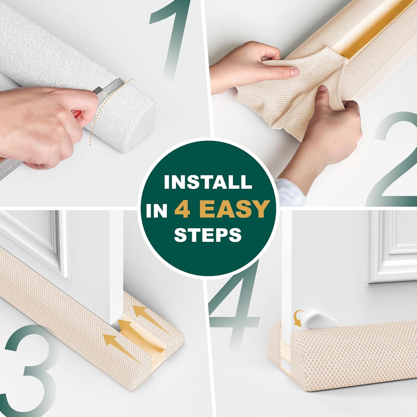 HADOR 30 Inch Door Draft Stopper, Fits 24-30" Doors, 0.5-1.7" Gaps, Gray | Double-Sided Under Door Gap Filler, Blocks Drafts, Dust, Light and Pet Hair, Easy Slide-On Fit, Machine Washable