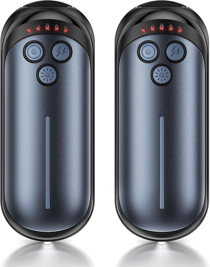 Rechargeable Hand Warmers 2 Pack, 6000mAh Electric Hand Warmer Rechargeable, 2 in 1 Portable Hand Warmers with AI Smart Chips, Outdoor, Hunting, Camping for Family for Christmas
