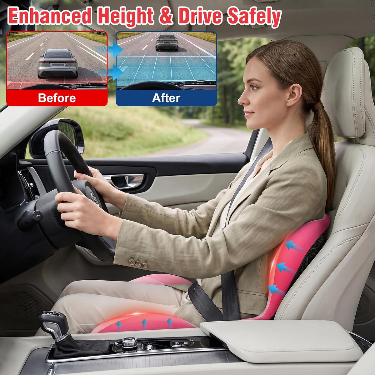 Car Seat Cushion Office Chair Cushion with Lumbar Support Pillow