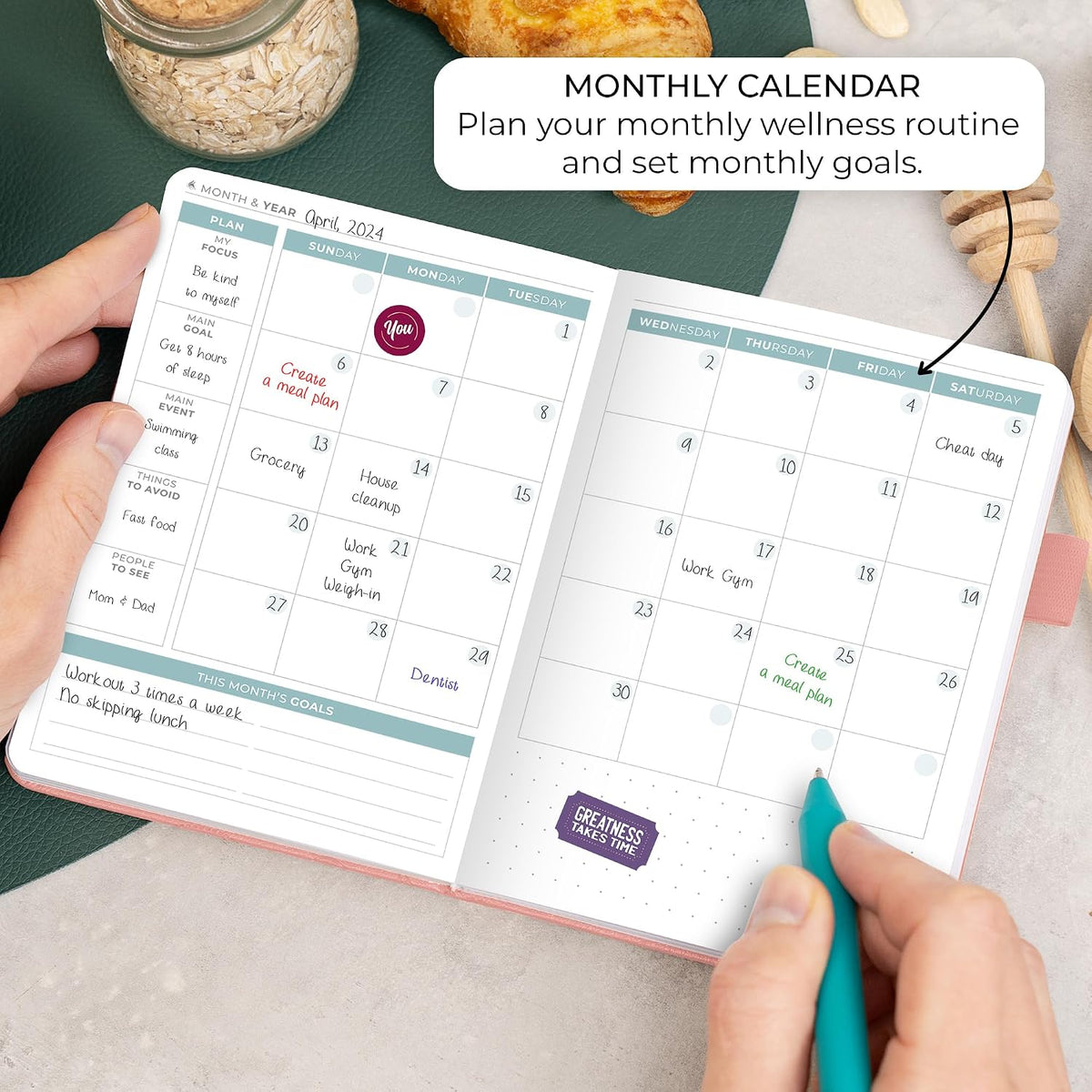 Clever Fox Food Journal for Women & Men, Weight Loss Tracker, Aquamarine
