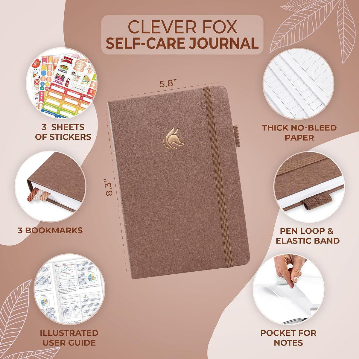 Clever Fox Self-Care Journal for Women, Daily Planner 5.8x8.3 Mystic blue