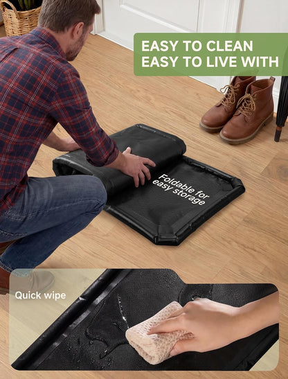 Shoe Mat, Large Boot Mat for Entryway Indoor- 59" × 17.7" | 1.2 in Raised Edges Tray, 600D PVC, Waterproof, Foldable, Non Slip, Wet Shoes, Mud, Snow, Multiple Uses