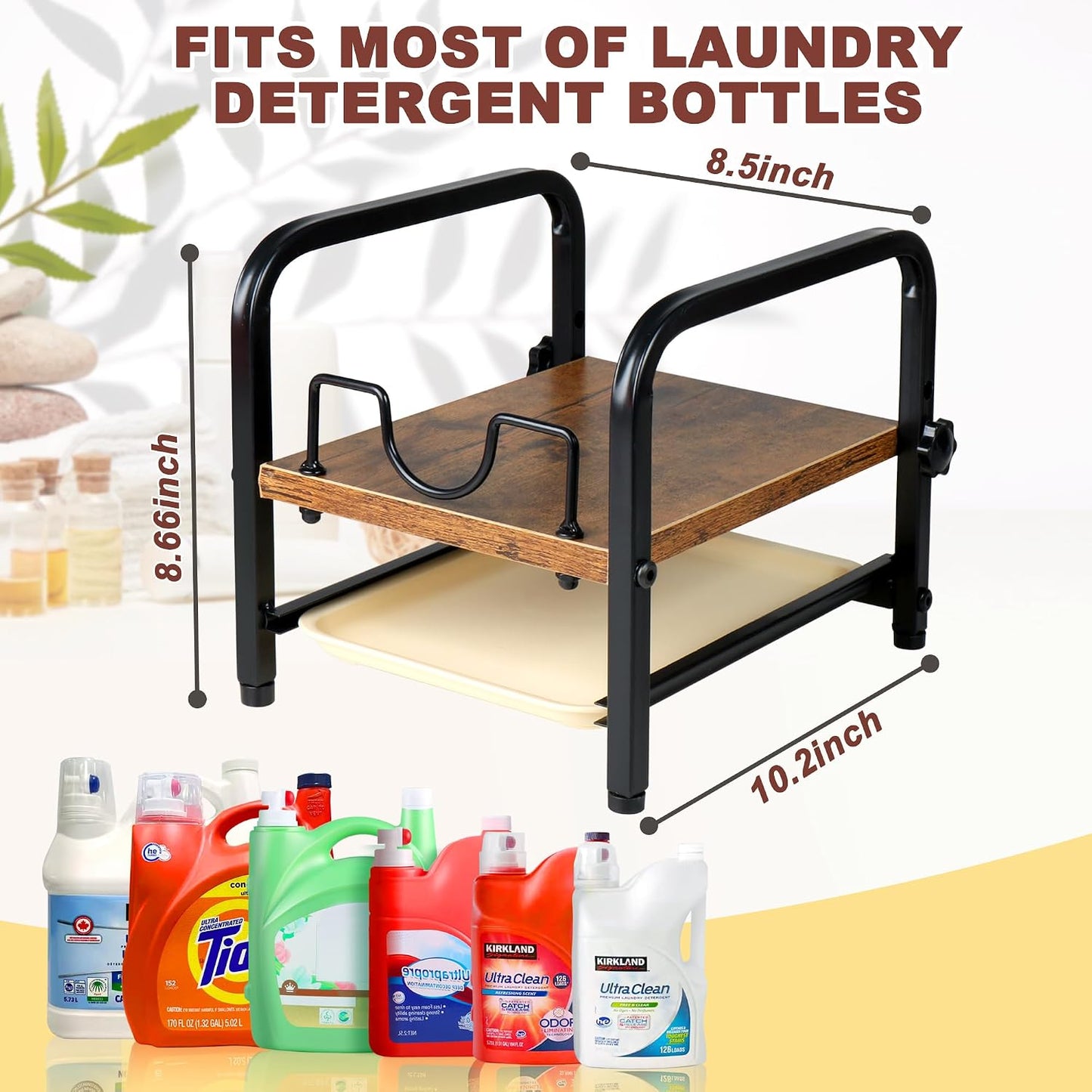 Laundry Detergent Holder & Laundry Detergent Soap Dispenser - Liquid Laundry Detergent Organizer with Drip Tray & Adjustable Tilting Board, for Laundry Room Organization and Storage